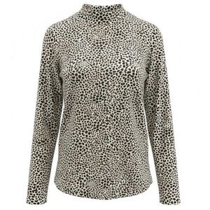 Lands’ End 1X Leopard Print Top Brown Cream Stretch Knit 16W 18W